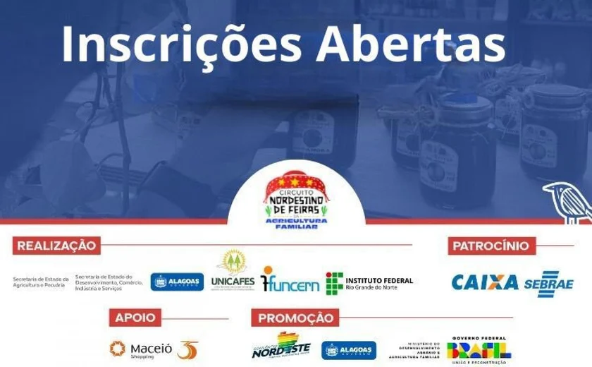 Edital de credenciamento na 1ª Feira Alagoana da Agricultura Familiar e Economia Solidária vai até 21 de novembro