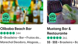 Dois restaurantes na praia do Francês, Olibaba e Mustang, conquistam pela primeira vez o Travellers´ Choice numa mesma edição