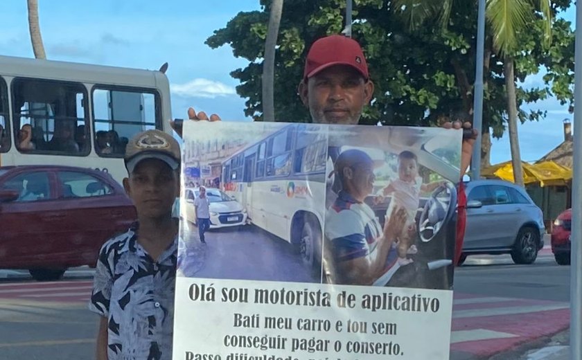 Motorista por aplicativo pede ajuda para conserto de carro danificado em acidente de trânsito