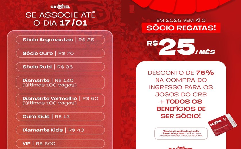 CRB informa reformulação em seu programa de sócio-torcedor e últimas condições especiais