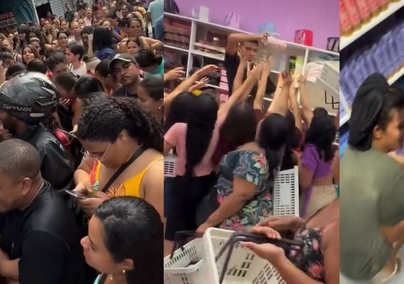 Promoção de maquiagem a R$ 10 causa tumulto, destruição e fecha loja no Jacintinho