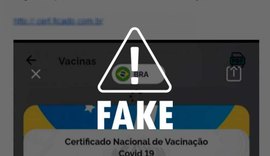 É fake! Ministério da Saúde não envia certificado de vacinação contra Covid-19 por e-mail