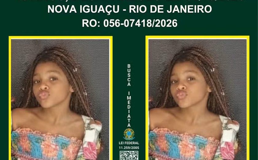 Menina de 10 anos desaparece a caminho da escola