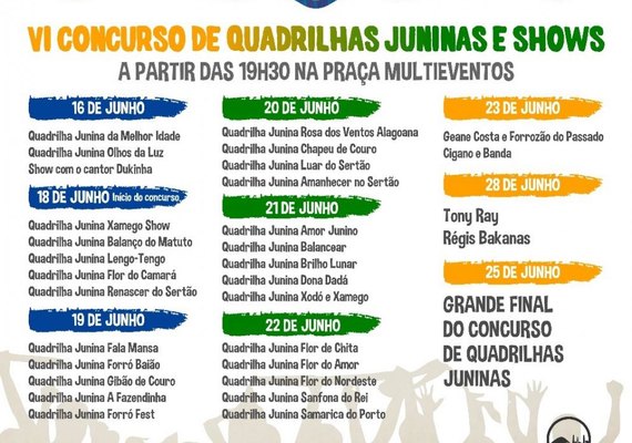 São João de Satuba vai contar com 24 quadrilhas, 5 atrações musicais e 9 noites de forró