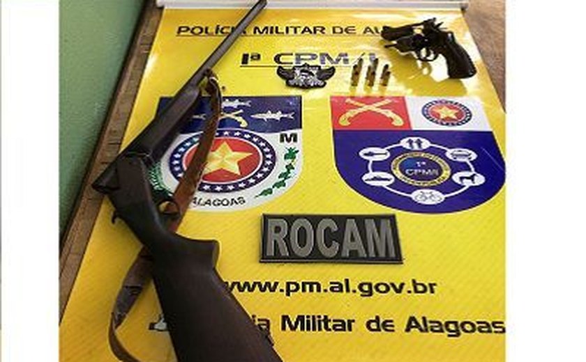 Equipes da 1ª CPM/I apreendem duas armas de fogo em São Miguel dos Campos