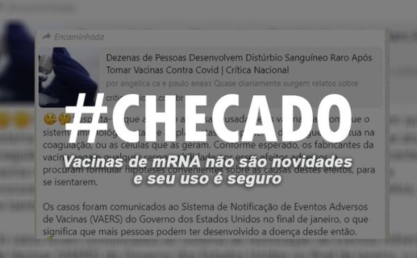 Checado: vacinas de mRNA não são novidade e seu uso é seguro