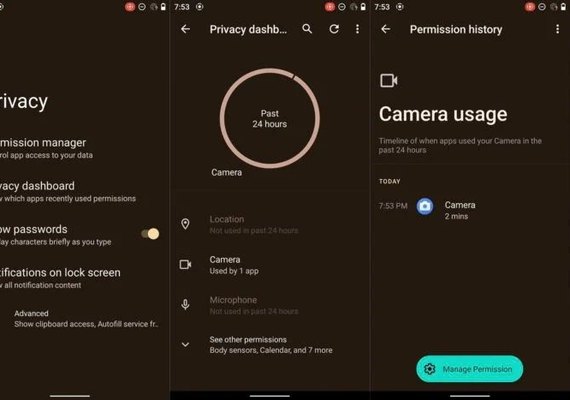 Android 12 terá painel para limitar acesso de apps à câmera e ao microfone