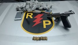 Radiopatrulha prende jovem com pistola e drogas no bairro Vergel do Lago