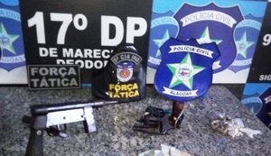 Força Tática apreende arma de fogo e drogas em Marechal Deodoro