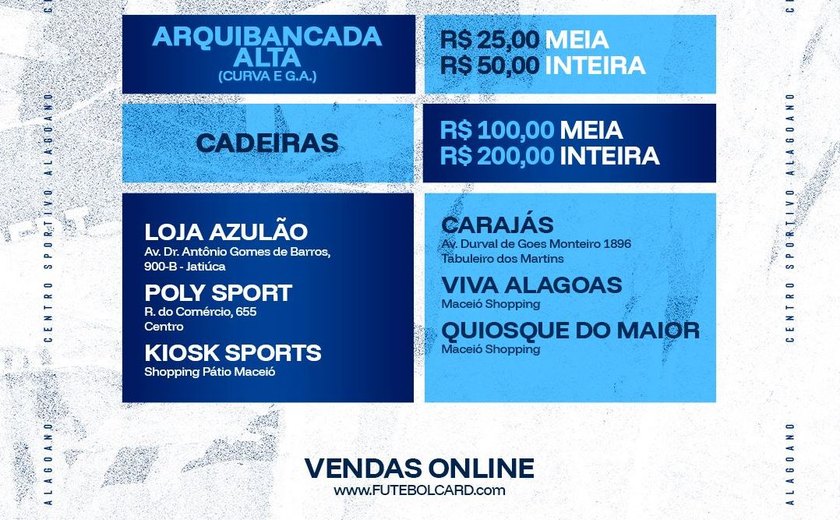 CSA inicia venda de ingressos para jogo contra a Juazeirense