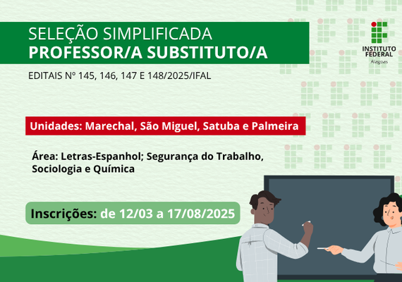 Ifal seleciona professores substitutos para quatro campi