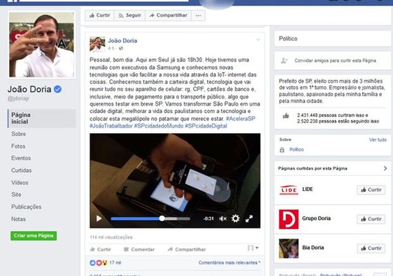Doria quer testar celular para pagamento de transporte público em SP