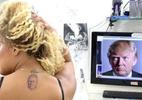 Miss Bumbum tatua rosto de Trump e explica: 'É um pedido de mais amor e solidariedade'