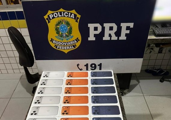 PRF apreende 30 iPhones sem comprovação fiscal no interior de AL