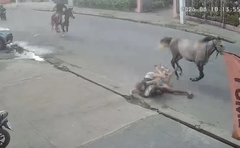 Casal cai de cavalo durante trajeto em alta velocidade em Arapiraca