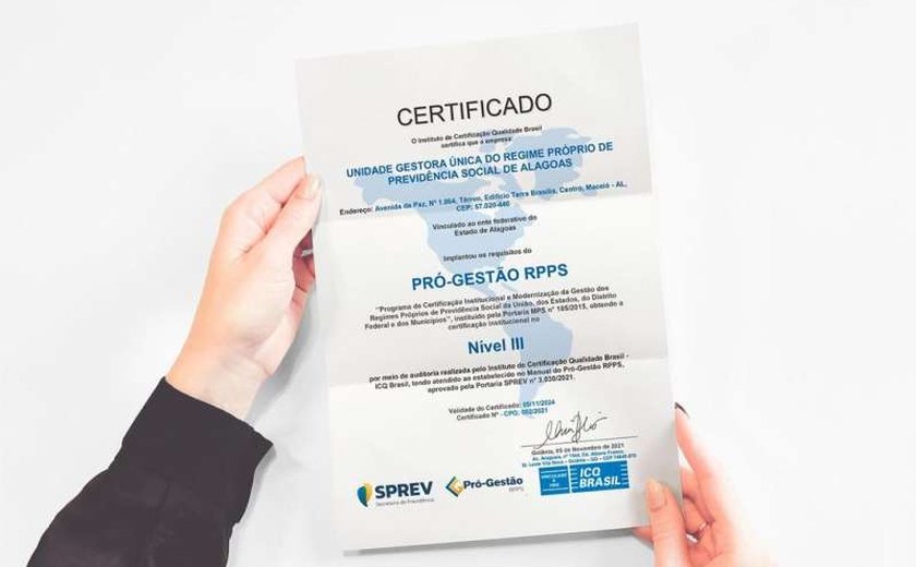 Alagoas Previdência é 1º estado do país a obter nível III em certificação nacional