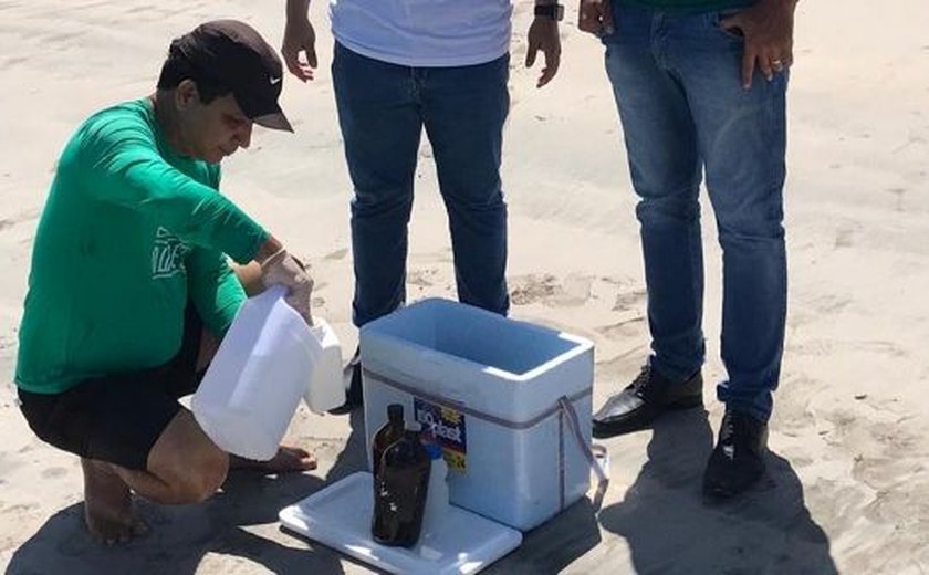 IMA faz coleta nas praias atingidas por óleo para identificar riscos do material à saúde