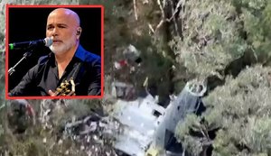 Motores do helicóptero que levava cantor Rick Sollo são retirados; aeronave fica na mata