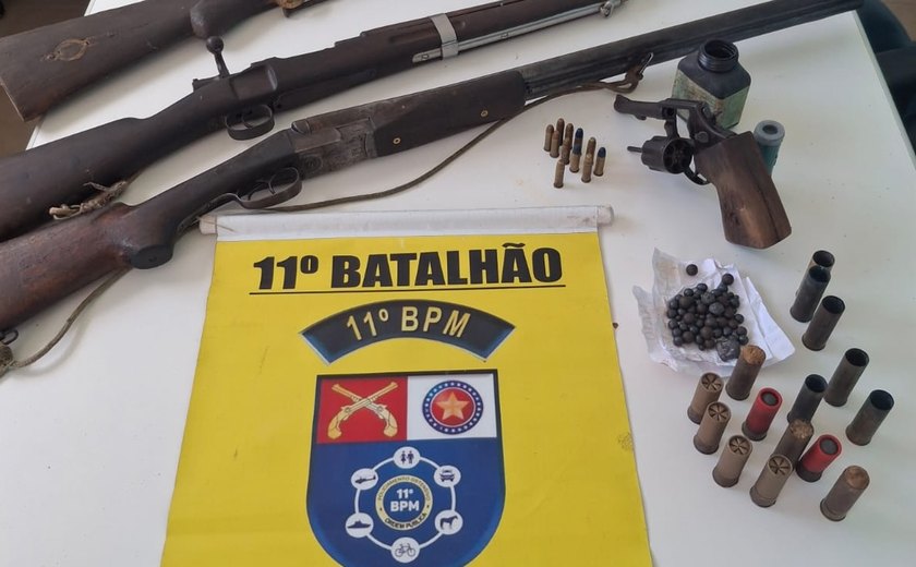 Homem é preso pela Polícia Militar com armas e munições na zona rural de Piaçabuçu