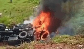 Cabine de caminhão pega fogo na zona rural de São Miguel dos Campos