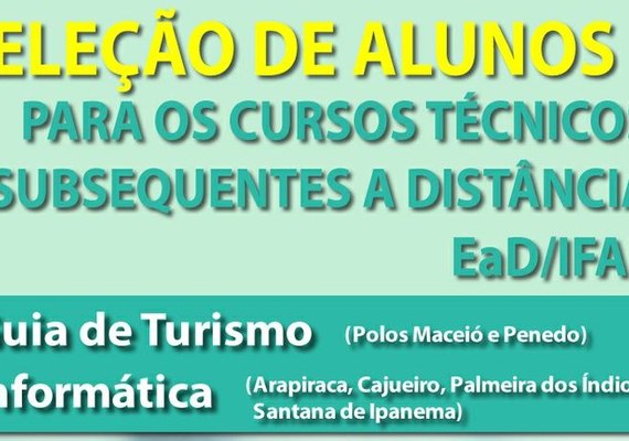 Ifal abre seleção para cursos técnicos subsequentes à distância