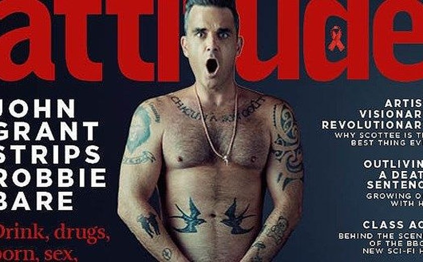 Cantor Robbie Williams posa nu para capa de revista e fala sobre vício em sexo