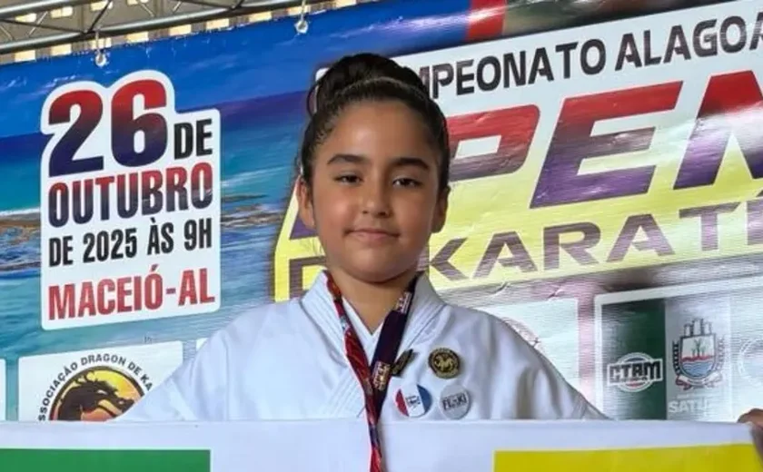 Atleta mirim de Arapiraca conquista medalha de ouro em campeonato de karatê