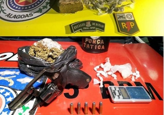 Equipes da PMAL prendem suspeitos de estupro e tráfico de drogas