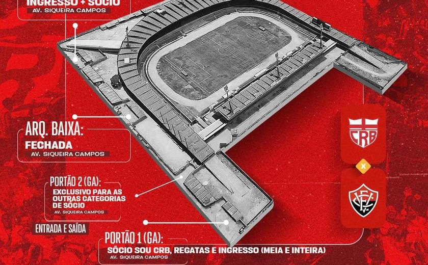 CRB inicia nesta quarta-feira (25) venda de ingressos para jogo contra o Vitória