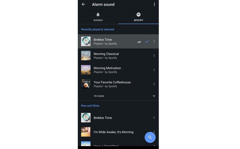Android tem nova função e pode tocar músicas do Spotify como despertador