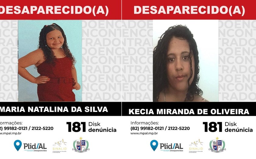 Plid tenta localizar criança de 11 anos e adolescente de 16 que podem ter sumido juntas no Vergel