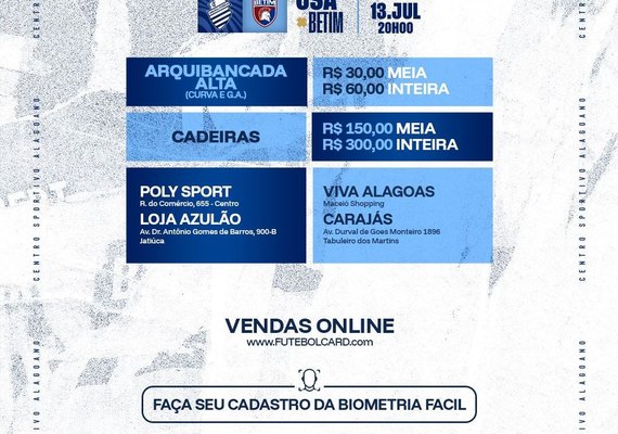 CSA inicia venda de ingressos para decisão contra o Betim