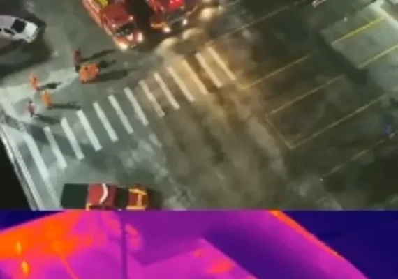 Corpo de Bombeiros usa câmera térmica e drones em combate  a incêndio em fábrica de plástico