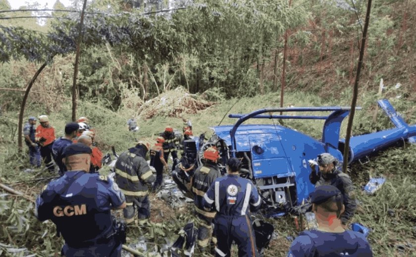 Duas pessoas morrem em queda de helicóptero no interior de São Paulo