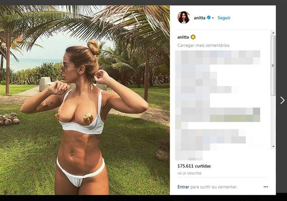 Anitta cobre apenas mamilos e sensualiza em foto