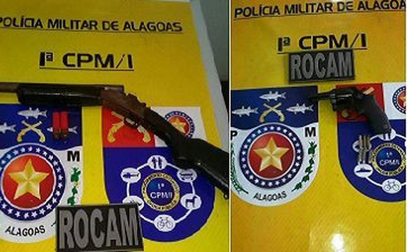 Polícia Militar apreende três armas de fogo durante o sábado em Alagoas