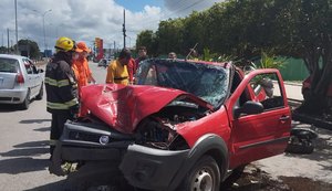 Motorista fica ferido após perder controle do veículo, rodar na pista e colidir em árvores