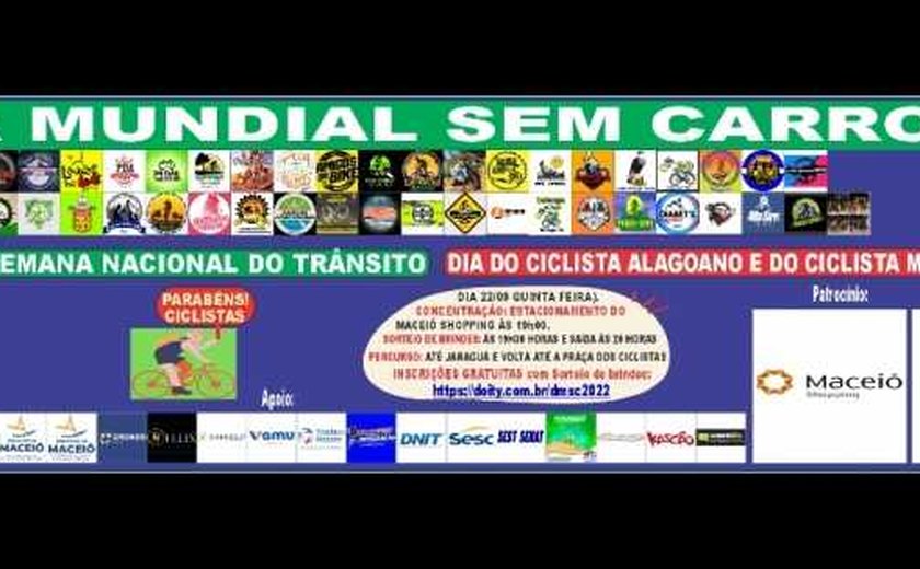 Passeios ciclísticos serão realizados na Semana Nacional do Trânsito em Maceió