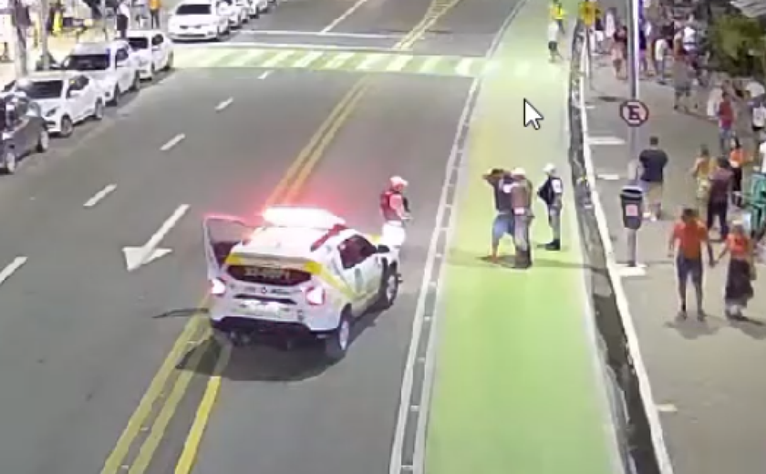 Videomonitoramento da SSP flagra prisão após agressão com faca na orla de Maceió