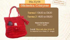 Mercado das Artes realiza oficina de crochê para arrecadar alimentos