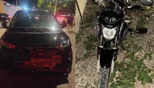 Acidente entre carro e moto deixa adolescente inabilitado ferido em Arapiraca