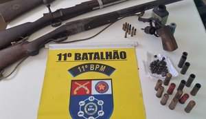 Homem é preso pela Polícia Militar com armas e munições na zona rural de Piaçabuçu