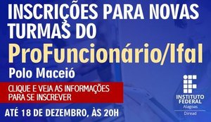 Pró-funcionário: Ifal oferta cursos para servidores da área de educação