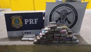 PRF, Tigre e SSP apreendem 39 kg de drogas em caminhão cegonha no interior de Alagoas