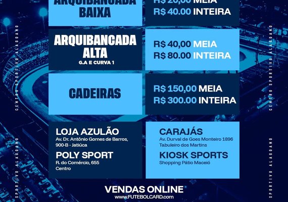 CSA inicia venda de ingressos para estreia na Série C contra o Anápolis
