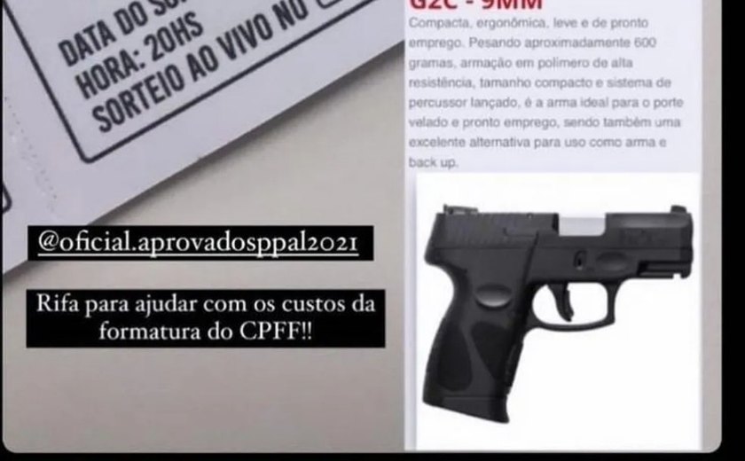 Rifa de arma de fogo é anunciada para bancar formatura do curso de formação  da Polícia Penal de AL, Alagoas