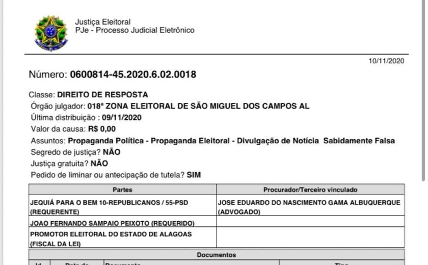 João Sampaio: Justiça determina exclusão de postagem com fake news