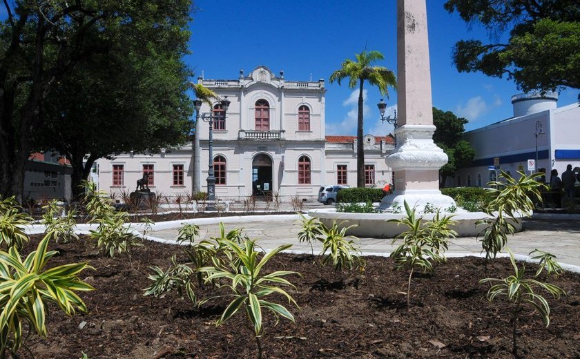 Praça Dois Leões recebe arborização e jardinagem