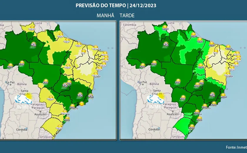 Noite de Natal pode ser chuvosa na maior parte do país