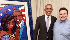 Antes de deixar Casa Branca, Obama ganha retrato feito por Romero Britto